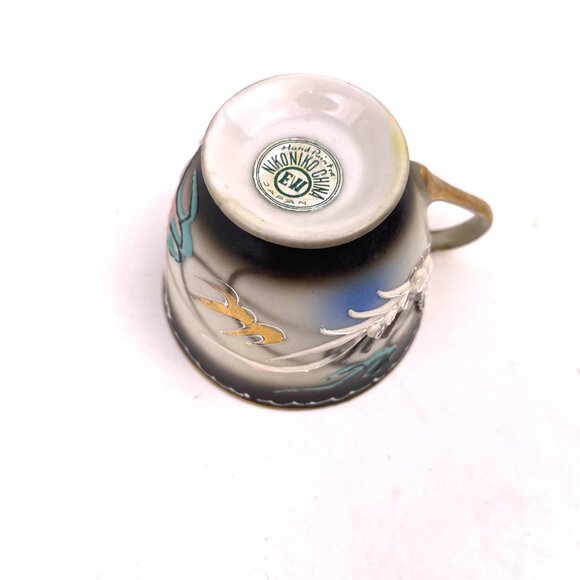 Vintage Japanese Moriage Dragon Demitasse Tea Set – Hand-Painted, 3 Cup & Saucer - Picture 9 of 12